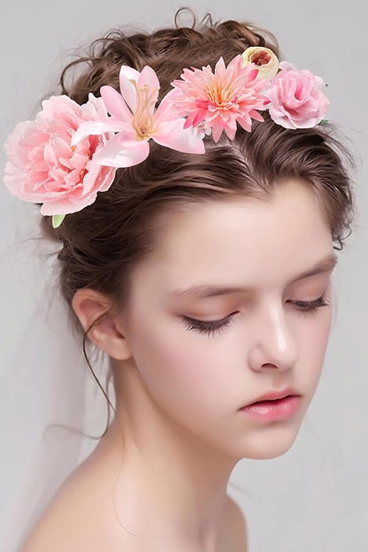 Artificial Flowers Heads Combo Pink Flowers Mix Silk Flowers Heads Faux Rose Bulk for Craft Garland Graduation Cap Wedding Bridal Baby Shower Home Party Decoration DIY Cake Decor