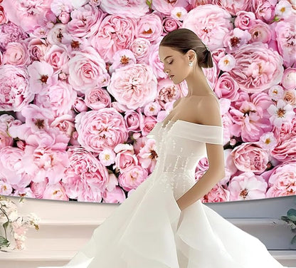 6x3.6FT Pink Rose Wall Backdrop for Women Mother's Day Flowers Wall Photography Background Bridal Newborn Shower Birthday Party Anniversary Ceremony Photo Studio Props