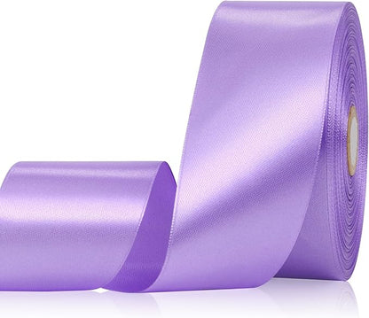 Lavender Satin Ribbon 2 Inch 60 Yards, Polyester Fabric Ribbon for Flower Bouquet, Wedding, Crafts, Gift Wrapping, Baby Shower, DIY Bows and Outdoor Decor