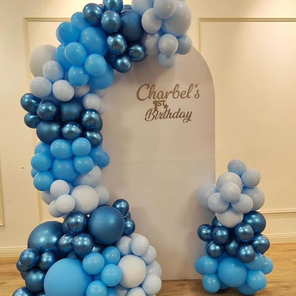Blue Balloon Set 60Pcs 12 Inch Metallic Chrome Pearl Light Blue Latex Balloons Macaron Baby Helium Balloon for Birthday Baby Shower Winter Wedding Blue Party Decorations