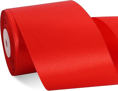 TONIFUL Red Satin Ribbon 3 Inch X 25yds Solid Silk Ribbons for Gift Wrapping, Craft, Floral Bouquets, Valentine's Day Christmas Gift Wrapping, Party Wedding Decoration