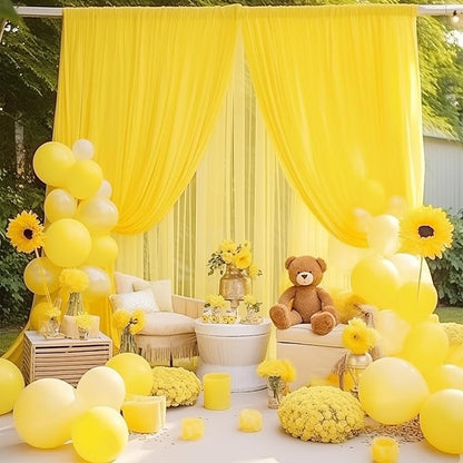 Yellow Backdrop Curtains-Wrinkle-Free Polyester Photography Drapes Party Curtain Background for Baby Shower Wedding Decorations- 32 X10FT (Yellow)