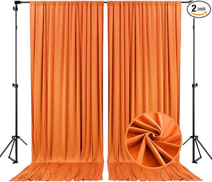 10 x 10 Feet Orange Backdrop Curtain for Partie, Background Curtains for Photoshoot, Birthday, Wedding, Halloween, Thanksgiving, Christmas, New Year Party Decorations 5Ft x 10Ft, 2 Panels
