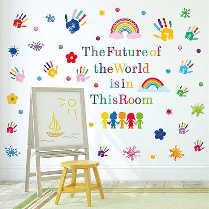 Inspirational Wall Decals for Kids Motivational Classroom Decor with Removable Quotes The Future of The World is in This Room Peel and Stick Wall Stickers Bedroom Nursery School Playroom
