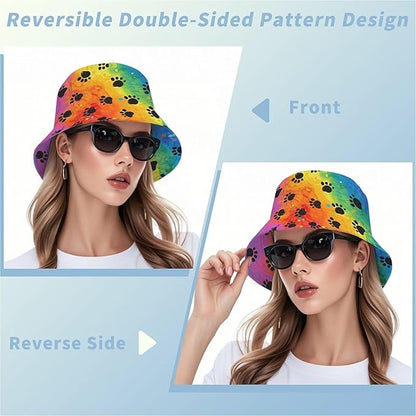 Wildflowers Floral Bucket Hat for Men Women, Summer Vacation Outdoor Travel Reversible Double Side Beach Caps Fisherman Hat
