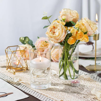 12pcs Glass Cylinder Vases for Centerpieces, 6 Inch Clear Flower Vases for Wedding Decorations and Indoor Home Decor, Hurricane Candle Holder for Table Shelf, Party