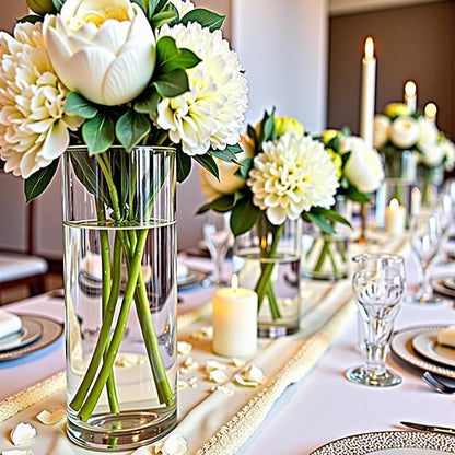 48 Pack Clear Glass Cylinder Vases for Centerpieces - Different Sizes Floating Candle Vases Holder -4", 6", 8",10" Hight Perfect for Weddings and Events