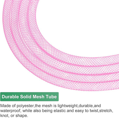 Mesh Tube Ribbon 25 Yards, 6mm Elastic Fabric Ribbons Mesh Tubing for Crafts/Gift Wrapping/Flower Bouquets/Wedding/Birthday/Holiday/Wreaths Christmas/Decoration[Pink]
