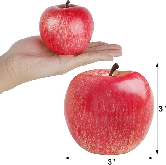 Fake Fruit Artificial Apples, Set of 6 Decorative Fruit Lifelike Faux Apples Realistic Fruits Apple Decorations for Kitchen, Realistic Fake Fruits Party Props Home Decor