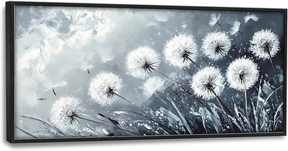 Rustic Dandelion Large Wall Art Framed Wall Decor for Living Room Farmhouse Floral Pictures Oversized Canvas Print Painting Modern Extra Large Framed Artwork for Bedroom Office 60"x30"