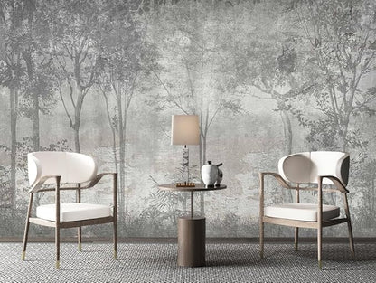 WFBHUA-Vintage Forest Wall Mural Peel and Stick Grey Woods Self Adhesive Wallpaper Mural for Living Room Bedroom 82"x57"
