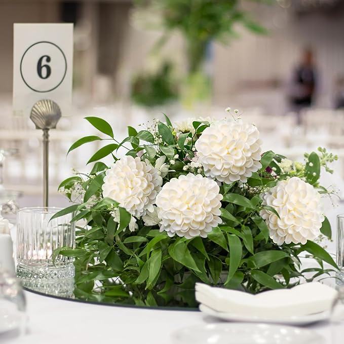 Artificial Flowers, 100pcs Realistic Artificial Rose for DIY Wedding Bouquets Centerpieces Arrangements, Cream Dahlia Flowers with Stem for Bridal Shower Party Home Decorations