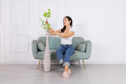 Leewadee Decorative Tall Floor Vase for Living Room Decor, 34 inches, White Wash, Resin