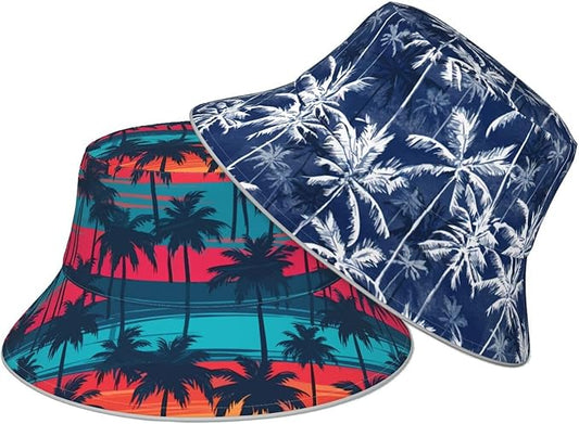Bucket Hat Beach Summer Sun Hat Reversible Fisherman Hats Double Sided Wearing for Women Men Boys Girls