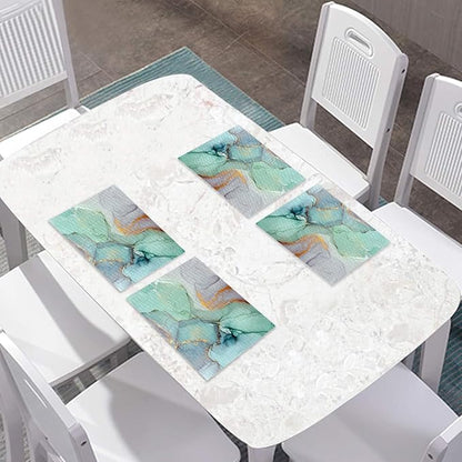 Placemats Set of 4-12x18in Waterproof Oilproof Heat Resistant Marble Pattern Table Mats, Easy Clean Wipeable Non-Slip for Kitchen Dining Outdoor Party Picnic Table Decoration