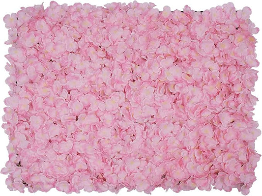 LOYALHEARTDY 20 PCS Artificial Flower Wall Panel 24" x 16" Faux Flowers Wall Decoration Light Pink Hydrangea Flower Panels Wall for Home Party Wedding Christmas Festival Photo Backgdrop Decor