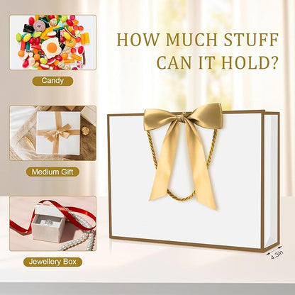 JMANNI Gift Bag, 1PCS Gift Bags Large with Ribbon and 1 Greeting Cards 2 Tissue Paper, Portable Paper Gift Bag with Handles, Birthday Gift Bags,Present Bags for Wedding Party Mothers Day