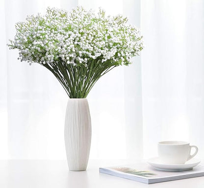JIFTOK Babys Breath Artificial Flowers, 60 Pcs Fake Flowers Gypsophila Bouquet Fall Flowers Artificial for Decoration, Real Touch Silk Flower for Wedding Christmas DIY Party Home Garden Office(White)