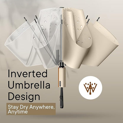 QWB TUMAAOTU Lightweight Compact Inverted Umbrella Windproof Auto Open Close – 5-Second Quick Fold Design for Women & Men, 8 Ribs Strong Travel Umbrellas for Rain & Sun, Fits Backpack & Car