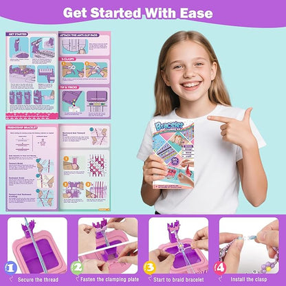 Arts and Crafts for kids Ages 8-12,Friendship Bracelet Making Kit for Girl,DIY Arts and Crafts Maker for Kids,Jewelry Making Kit Christmas Gifts for Ages 6 7 8 9 10 11 12 Year Old (pink/purple)