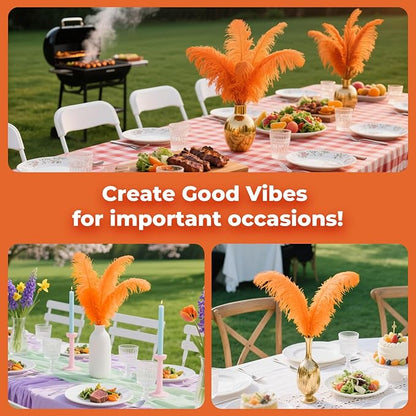 Piokio 20 pcs Orange Ostrich Feather Plumes 12-14 inch(30-35 cm) Bulk for Wedding Party Centerpieces and DIY Clothes Decoration, Gatsby Decorations