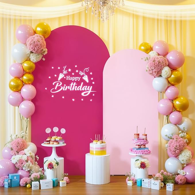 Pink Arch Backdrop Cover Set of 2 Hot Pink Arch Cover 7.2 and 6ft Wedding Arch Cover Stretchy Backdrop Bridal Baby Shower Birthday Party Arches Stand Covers Spandex