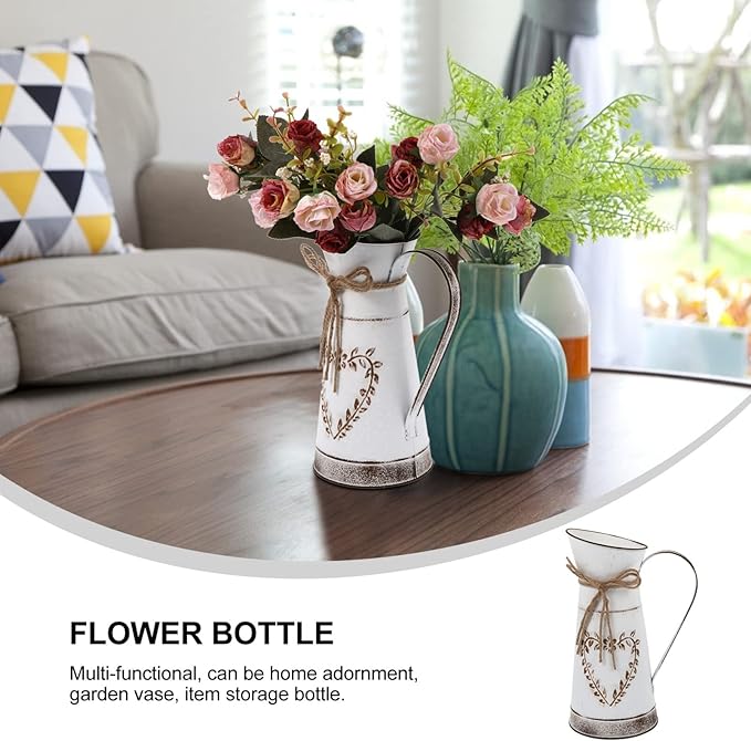 BESTonZON Vintage Style Metal Heart-Shaped Flower Vase Decorative Iron Flower Pot for Tabletop Arrangements for Home Office Weddings and Special Occasions