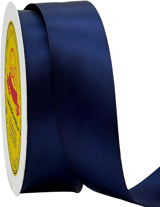 Double Face Satin Ribbon 1-1/2 inch X 50 Yards Polyester Navy Blue Ribbon for Gift Wrapping Very Suitable for Weddings Party Hair Bow Invitation Decorations and MoreDecorations and More