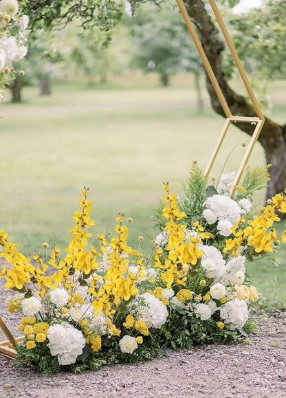 6PCS Yellow Delphinium Artificial Flower Lifelike Silk Larkspur Flowers Plant 35.43" Long Stem Blossoms Fake Flowers for Tall Vase Floral Arrangements Home Table Wedding Decor(Yellow)