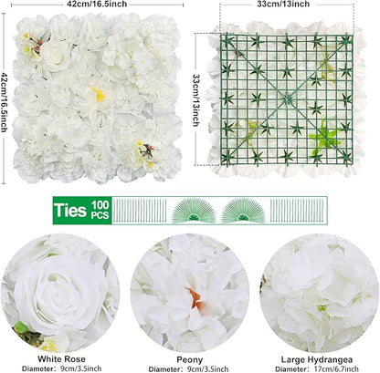 Flower Wall Backdrop 9pcs 16.5x16.5 Inch Flower Wall Decor Artificial Floral Wall Panel Ideal for Wedding Celebrations, Festive Party Birthday Backdrops and Elegant Home Decor