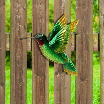 John's Studio Metal Hummingbird Wall Decor Bathroom Glass Art Iron Sculpture Outdoor Hanging Decoration for Home Bedroom Garden Patio Porch or Fence - Green