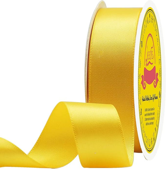 Double Face Maize Yellow Satin Ribbon 7/8 inch X 25 Yards Polyester Maize Yellow Ribbon for Gift Wrapping Very Suitable for Weddings Party Invitation Decorations and More