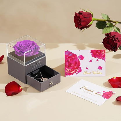 ADDWel Rose Gifts for Mom from Daughter and Son - Real Preserved Rose with Mothers Day Necklace, Meaningful You are My Sunshine Music Box for Women, I Love You Mom Gifts for Birthday or Mother's Day