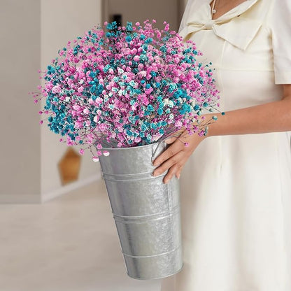 Notakia 8 Pcs 12 Inch Large Galvanized Metal Vases Farmhouse French Flower Bucket Vases for Cut Flowers for Home Decor and Wedding Table Centerpiece Decorations (Large Silver)