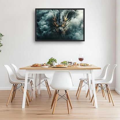 Chinese Dragon Large Wall Art Framed Wall Decor for Living Room Asian Dragon Pictures Oversized Canvas Print Painting Modern Extra Large Framed Artwork for Bedroom Office Home Decor 36"x24"