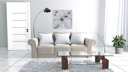 SYGALLERIER Abstract Flower Wall Art - Gray and White Floral Oil Painting with Gold Foil Embellishments - Handmade Canvas Wall Art 40x40 Inch
