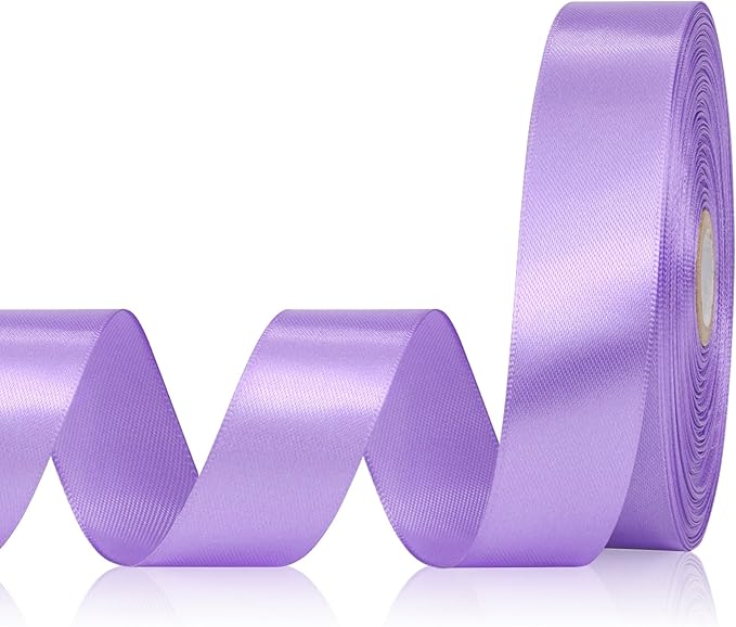Lavender Ribbon 1 Inch 60 Yards, Light Purple Satin Ribbon for Crafts, Gift Wrapping, Flower Bouquet, Graduation Lei, Baby Shower, DIY Bows, Christmas, Easter