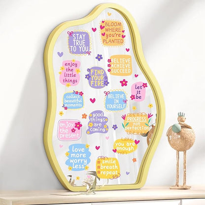 Positive Affirmation Mirror Stickers Kids Bathroom Mirror Decals Peel and Stick Colorful Kids Window Decal Inspirational Quote Crafts Decals Motivational Vinyl Sticker for Nursery Bedroom Classroom