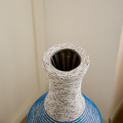 Large Hand-Woven Bamboo Floor Vase, Tall Home Decor Floor Vase for Fake Flower Dried, Flower Holder for Living Room, Bedroom, Dining Room, Entryway, Hallway