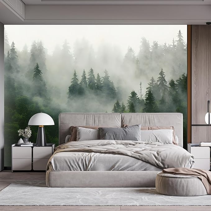 Forest Wall Murals Peel and Stick Forest murals Removable Waterproof Large Wallpaper for Living Room Bedroom (Color-3, 197×120 inch)