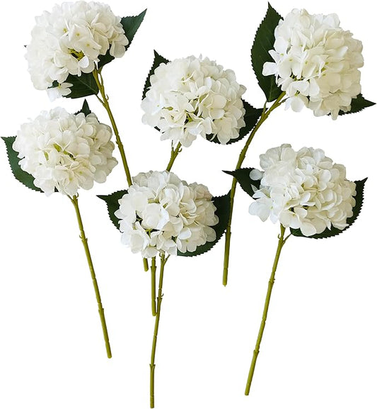 Ivory Hydrangea Artificial Flowers,10 Pcs Faux Ivory Hydrangea Flowers,Artificial Hydrangeas Flowers with Stems,Fake Hydrangeas,Silk Hydrangeas Flowers with Stems for Home Decor
