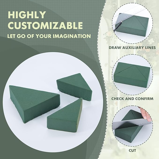 20 Pcs Floral Foam Blocks, 5.5"L x 3.1"W x 1.7"H Green Dry & Wet Flower Foam for Fresh and Artificial Flowers, Plant Foam for Wedding, Birthdays, Pary, Home Decorations