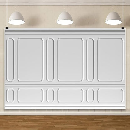 AOFOTO 10x6.5ft Room Photo Backdrop White Living Room French Classic Frame Wall Photography Background Office Video Conference Meeting Background Adult Children Portrait Photoshoot Backdrop