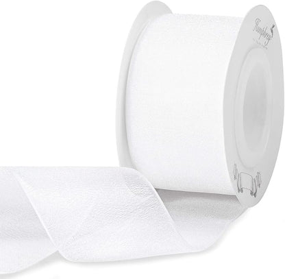 Humphrey's Craft 1-1/2 Inch White Shimmer Sheer Organza Ribbon - 25 Yards White Crafts Gift Wrapping Wedding Bouquet Baby Shower Decoration Christmas Tree Wreaths.