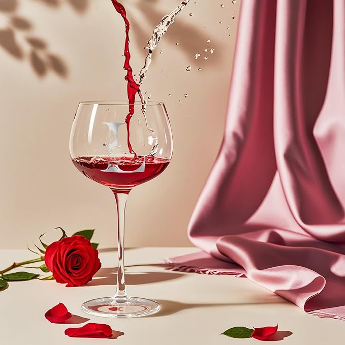 Personalized Gifts for Women, Monogrammed A-Z Wine Glass Customized Gift, Unique Christmas Birthday Gifts for Women Her Mom Friend Sister Wife Daughter Nurse (L)