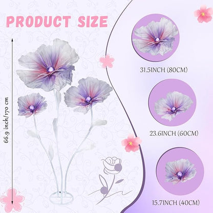 Giant Flowers for Decoration, 5.58 ft Artificial Silk Flower for Wedding Birthday Baby Shower Christmas Party Banquet Background Decor, Home Décor Backdrop Hotel Shop Display Props, Purple Pink