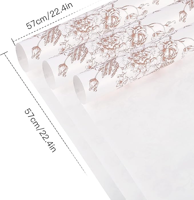 WRAPAHOLIC 20 Sheets Flower Wrapping Paper - 22.4 x 22.4 inch Coffee Vintage Floral Printed Water-Resistant Floral Bouquet Wrapping Paper, Florist Supplies Packaging for Wedding Birthday Gift DIY