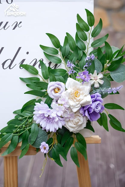 Artificial Wedding Arch Flowers Kit(Pack of 2) for Wedding Decor Ceremony and Reception Backdrop Decoration (Purple)