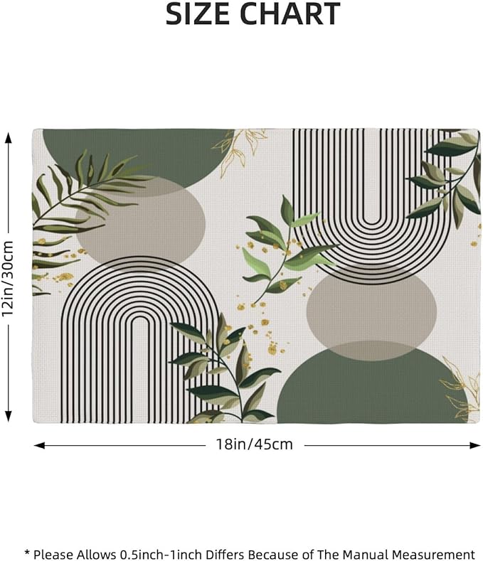 Boho Leaves Placemats Set of 4,Wildflower Summer Table Mats for Party Kitchen Dining Decoration 12x18 Inch 4 PCS, Style-12