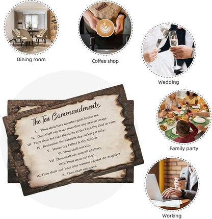 10 Commandments Placemats Set of 4, Ten Commandments Religious Place Mats Washable Double-Sided Table Mats for Kitchen Dining Room Home Party Indoor 4 PCS 12x18 Inch